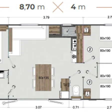 אתר קמפינג Mobil-home Accueillant Animaux - 6 Pers. - Api-1-52-3004 Long